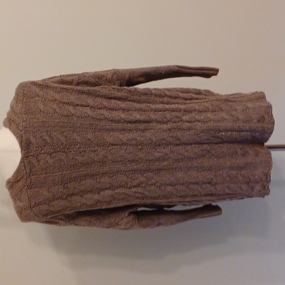 Free People oversized v-neck cable chunky knit sweater side split hem high low - Picture 8 of 16